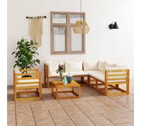 vidaXL Set Divani da Giardino 7 pz con Cuscini Crema Massello Acacia