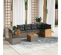 Set Divani da Giardino 7 pz con Cuscini Grigio in Polyrattan