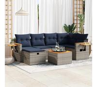 vidaXL Set Divani da Giardino 7 pz con Cuscini Grigio in Polyrattan