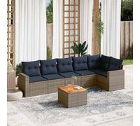 vidaXL Set Divani da Giardino 7 pz con Cuscini Grigio in Polyrattan