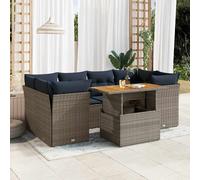 vidaXL Set Divani da Giardino 7 pz con Cuscini Grigio in Polyrattan