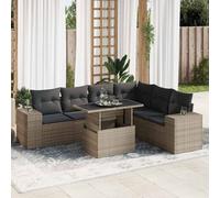 vidaXL Set Divani da Giardino 7 pz con Cuscini Grigio in Polyrattan