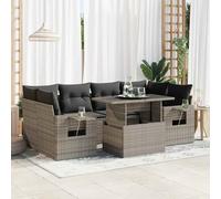 vidaXL Set Divani da Giardino 7 pz con Cuscini Grigio in Polyrattan