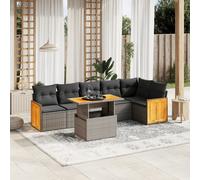 vidaXL Set Divani da Giardino 7 pz con Cuscini Grigio in Polyrattan