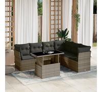 vidaXL Set Divani da Giardino 7 pz con Cuscini Grigio in Polyrattan