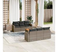 vidaXL Set Divani da Giardino 7 pz con Cuscini Grigio in Polyrattan