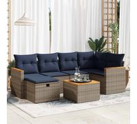 Set Divani da Giardino 7 pz con Cuscini Grigio in Polyrattan