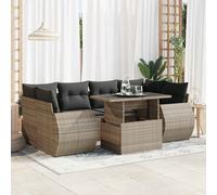 vidaXL Set Divani da Giardino 7 pz con Cuscini Grigio in Polyrattan