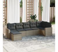 vidaXL Set Divani da Giardino 7 pz con Cuscini Grigio in Polyrattan