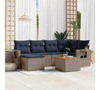 Set Divani da Giardino 7 pz con Cuscini Grigio in Polyrattan