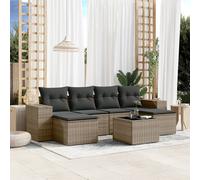 Set Divani da Giardino 7 pz con Cuscini Grigio in Polyrattan
