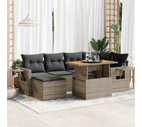 vidaXL Set Divani da Giardino 7 pz con Cuscini Grigio in Polyrattan