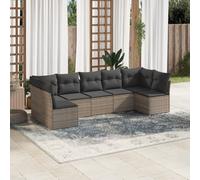 Set Divani da Giardino 7 pz con Cuscini Grigio in Polyrattan
