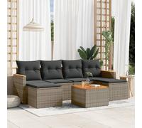 Set Divani da Giardino 7 pz con Cuscini Grigio in Polyrattan