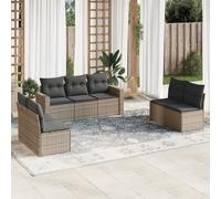 vidaXL Set Divani da Giardino 7 pz con Cuscini Grigio in Polyrattan