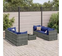 vidaXL Set Divani da Giardino 7 pz con Cuscini in Polyrattan Grigio