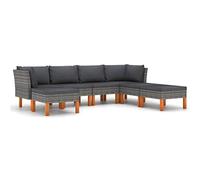 vidaXL Set Divani da Giardino 7 pz con Cuscini in Polyrattan Grigio