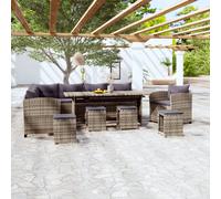 vidaXL Set Divani da Giardino 7 pz con Cuscini in Polyrattan Grigio