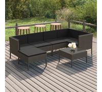 vidaXL Set Divani da Giardino 7 pz con Cuscini in Polyrattan Grigio