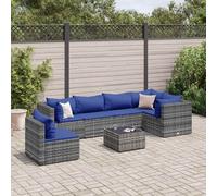vidaXL Set Divani da Giardino 7 pz con Cuscini in Polyrattan Grigio