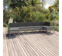 vidaXL Set Divani da Giardino 7 pz con Cuscini in Polyrattan Grigio