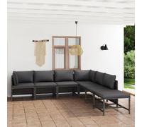 vidaXL Set Divani da Giardino 7 pz con Cuscini in Polyrattan Grigio