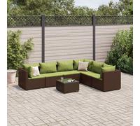 vidaXL Set Divani da Giardino 7 pz con Cuscini in Polyrattan Marrone