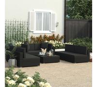 vidaXL Set Divani da Giardino 7 pz con Cuscini in Polyrattan Nero