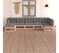 VidaXL Set Divani da Giardino 7 pz con Cuscini Legno Massello di Pino