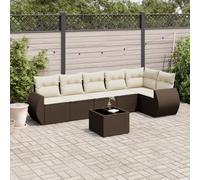 vidaXL Set Divani da Giardino 7 pz con Cuscini Marrone in Polyrattan