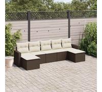 Set Divani da Giardino 7 pz con Cuscini Marrone in Polyrattan