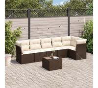 vidaXL Set Divani da Giardino 7 pz con Cuscini Marrone in Polyrattan