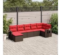 vidaXL Set Divani da Giardino 7 pz con Cuscini Marrone in Polyrattan