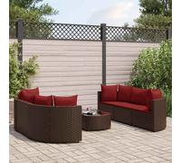DIVANI DA GIARDINO VIDAXL 7 pz con Cuscini Marrone in Polyrattan - 3308437