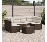 vidaXL Set Divani da Giardino 7 pz con Cuscini Marrone in Polyrattan