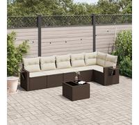DIVANI DA GIARDINO VIDAXL 7 pz con Cuscini Marrone in Polyrattan - 3220202