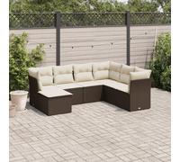 vidaXL Set Divani da Giardino 7 pz con Cuscini Marrone in Polyrattan