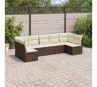 vidaXL Set Divani da Giardino 7 pz con Cuscini Marrone in Polyrattan