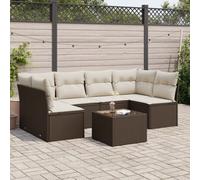 vidaXL Set Divani da Giardino 7 pz con Cuscini Marrone in Polyrattan
