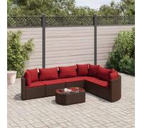 vidaXL Set Divani da Giardino 7 pz con Cuscini Marrone in Polyrattan