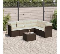 DIVANI DA GIARDINO VIDAXL 7 pz con Cuscini Marrone in Polyrattan - 3249532