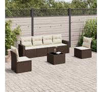 vidaXL Set Divani da Giardino 7 pz con Cuscini Marrone in Polyrattan