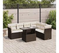 vidaXL Set Divani da Giardino 7 pz con Cuscini Marrone in Polyrattan