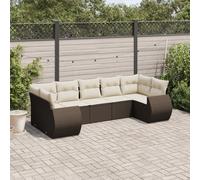 vidaXL Set Divani da Giardino 7 pz con Cuscini Marrone in Polyrattan