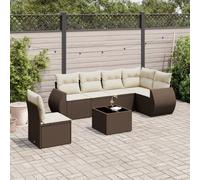 vidaXL Set Divani da Giardino 7 pz con Cuscini Marrone in Polyrattan