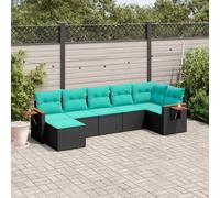 DIVANI DA GIARDINO VIDAXL 7 pz con Cuscini Nero in Polyrattan - 3227030