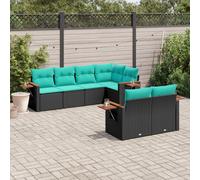vidaXL Set Divani da Giardino 7 pz con Cuscini Nero in Polyrattan