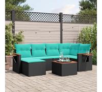 DIVANI DA GIARDINO VIDAXL 7 pz con Cuscini Nero in Polyrattan - 3227023