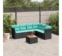 vidaXL Set Divani da Giardino 7 pz con Cuscini Nero in Polyrattan