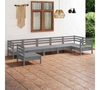 VidaXL Set Divani da Giardino 7 pz in Legno Massello di Pino Grigio